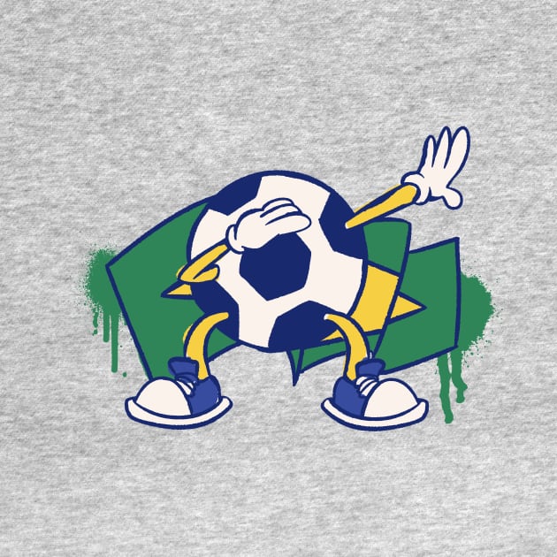 Dabbing Soccer Ball Cartoon Brazil Brasil Flag Football by Now Boarding